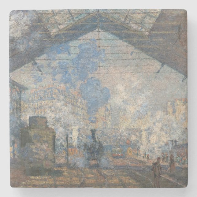 Claude Monet - Yttre vy över Saint-Lazare Station Stenunderlägg (Framsidan)