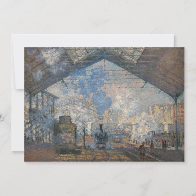 Claude Monet - Yttre vy över Saint-Lazare Station Tack Kort (Framsida)