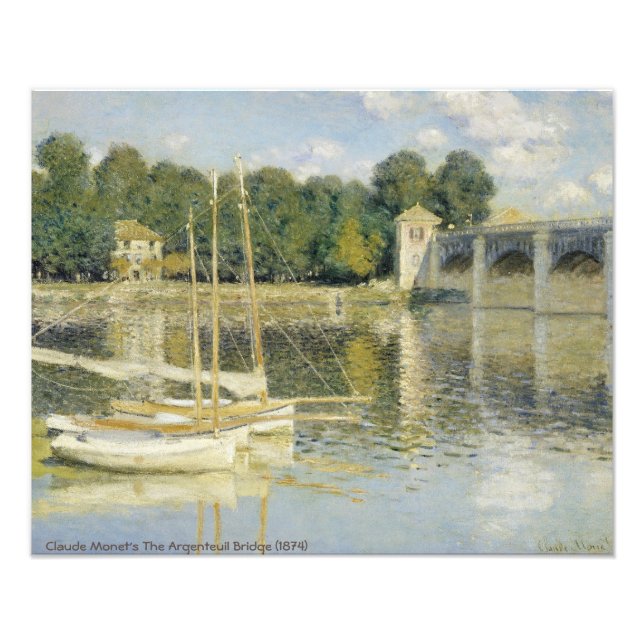 Claude Monets berömd The Argenteuil Bridge (1874) Fototryck (Framsidan)