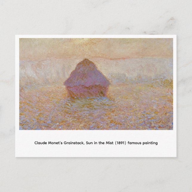 Claude Monets Grainstack, Sol i dimma (1891)  Vykort (Framsida)