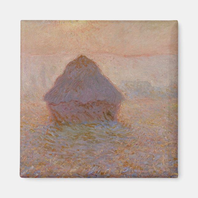 Claude Monets Grainstack, Sol i Mist (1891) Magnet (Framsidan)