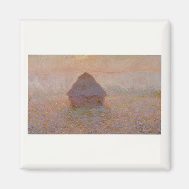 Claude Monets Grainstack, Sol i Mist (1891) Magnet (Framsidan)