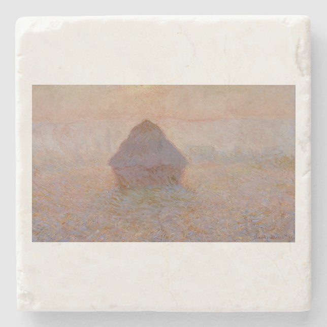 Claude Monets Grainstack, Sol i Mist (1891) Stenunderlägg (Framsidan)