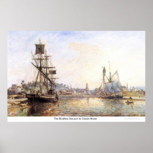 Claude Monets hamn i Honfleur-havet Poster
