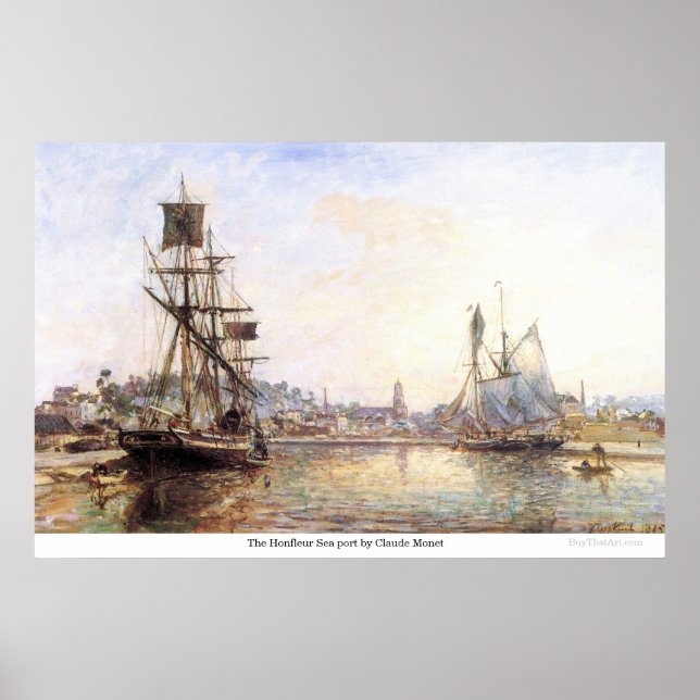Claude Monets hamn i Honfleur-havet Poster (Framsidan)