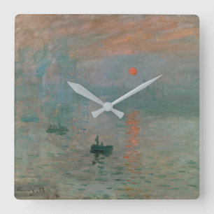 Claude Monets Impression Sunrise (soleillevant) Fyrkantig Klocka