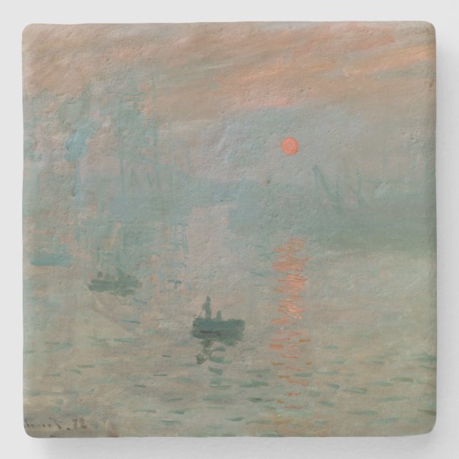 Claude Monets Impression Sunrise (soleillevant) Stenunderlägg (Framsidan)