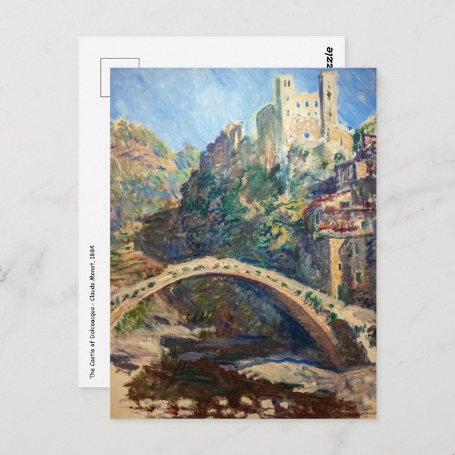 Claude Monets konstverk - Slottet Dolceacqua Vykort (Fram/baksida)