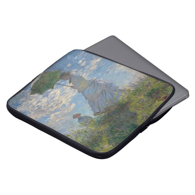 Claude Monets kvinna med parasol (The Stroll) Laptop Fodral (Framsida topp)