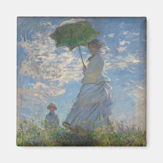Claude Monets kvinna med parasol (The Stroll) Magnet (Framsidan)