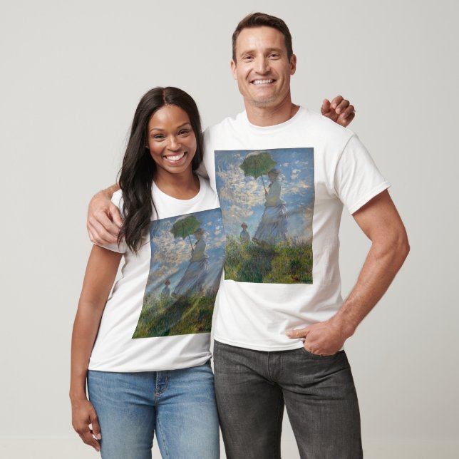 Claude Monets kvinna med parasol (The Stroll) T Shirt (Unisex)