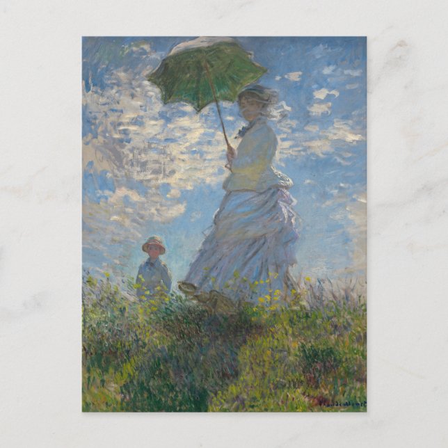 Claude Monets kvinna med parasol (The Stroll) Vykort (Framsida)