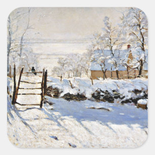 Claude Monets målning, Magpie, Fyrkantigt Klistermärke