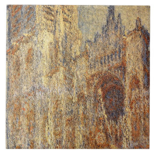 Claude Monets målning, Rouen Cathedral i Noon, Kakelplatta