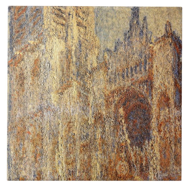 Claude Monets målning, Rouen Cathedral i Noon, Kakelplatta (Framsidan)