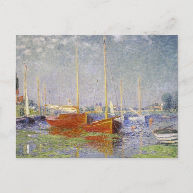 Claude Monets Röda båtar vid Argenteuil (1875)  Vykort (Framsida)