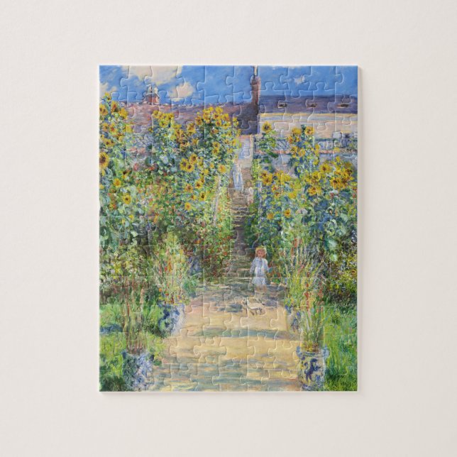 Claude Monets Solfjädersblomsterträdgård vid Véthe Pussel (Vertikal)