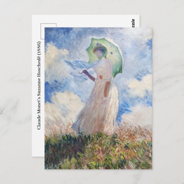 Claude Monets Suzanne Hoschedé (1886) Vykort (Fram/baksida)