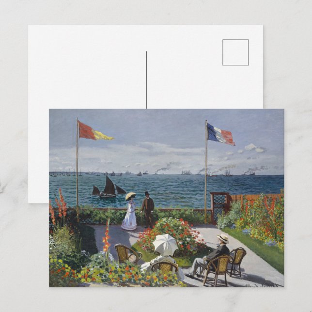 Claude Monets trädgård i Sainte-Adresse Konsttryck Vykort (Fram/baksida)