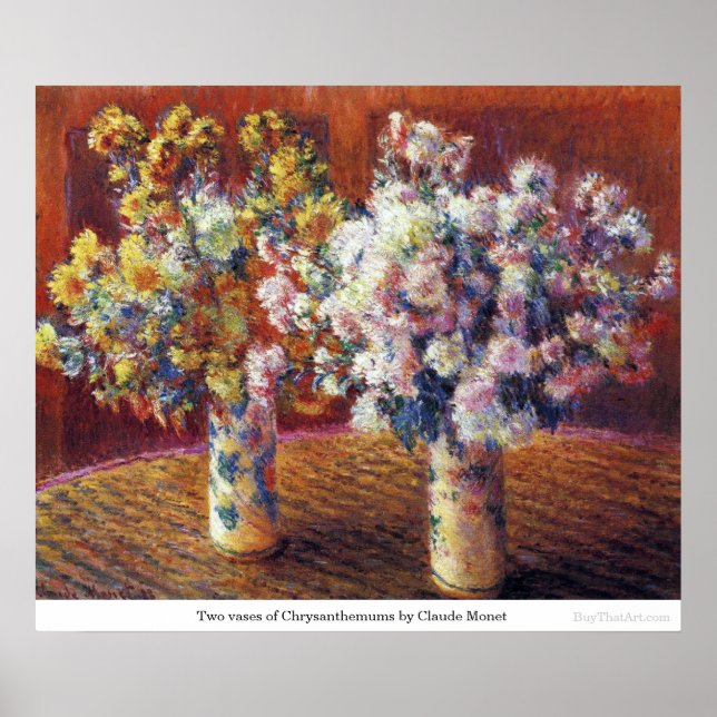 Claude Monets två vas Chrysanthemums Poster (Framsidan)