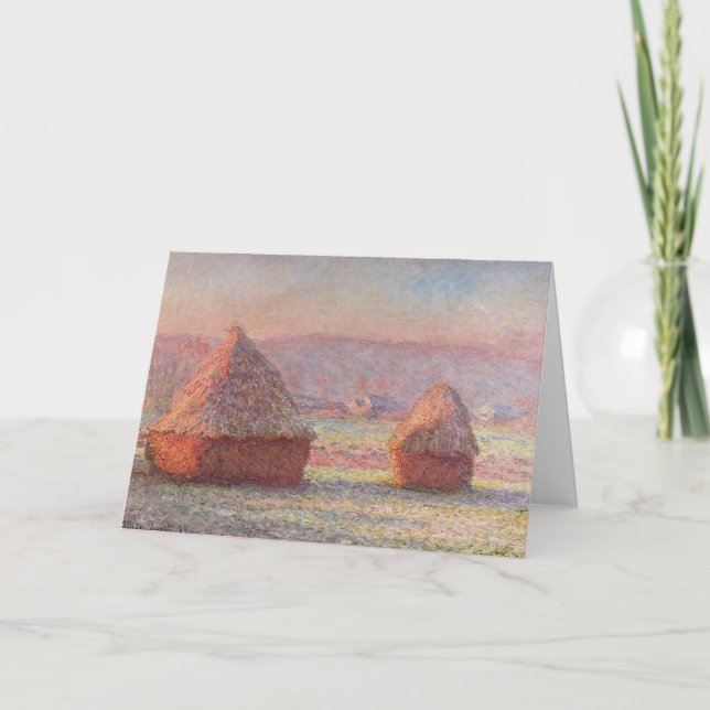 Claude Monets vita frost Sunrise (Haystacks) Kort (Framsida)