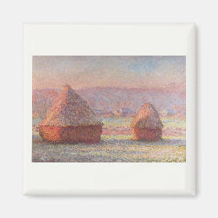 Claude Monets vita frost Sunrise (Haystacks) Magnet