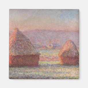 Claude Monets vita frost Sunrise (Haystacks) Magnet