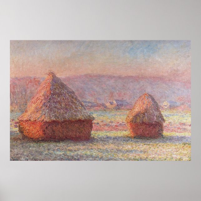 Claude Monets vita frost Sunrise (Haystacks) Poster (Framsidan)