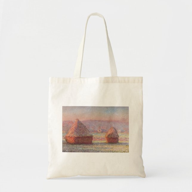 Claude Monets vita frost Sunrise (Haystacks) Tygkasse (Framsidan)