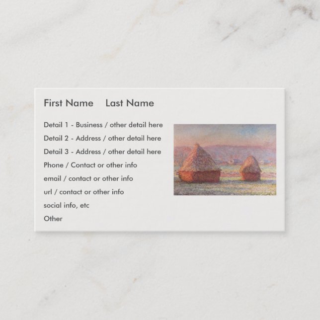 Claude Monets vita frost Sunrise (Haystacks) Visitkort (Framsida)