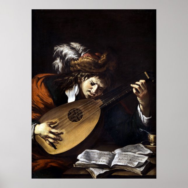 Claude Vignon, Lute Player Poster (Framsidan)