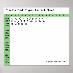 Claudia Font Glyphs Kontakta Lakan Poster