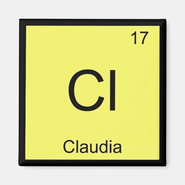 Claudia Namn Kemiskt Element Periodiska Systemet Magnet (Framsidan)