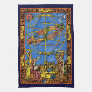 Claudius Ptolemy Astronom, Vintage Celest Kökshandduk