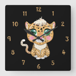 Claudye The Cat Wall Clock Fyrkantig Klocka