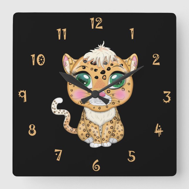 Claudye The Cat Wall Clock Fyrkantig Klocka (Framsida)