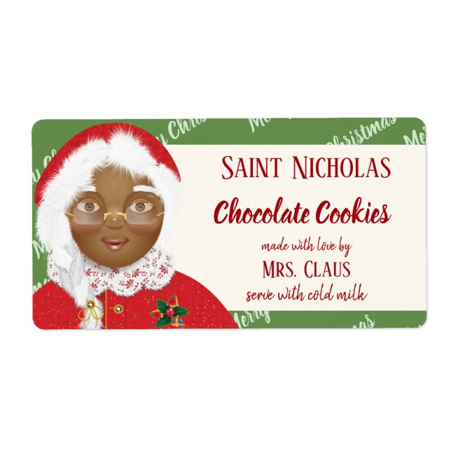 Claus African American jul Cookie Gift Fraktsedel (Framsidan)