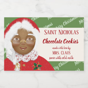 Claus African American jul Cookie Gift Mat Etiketter