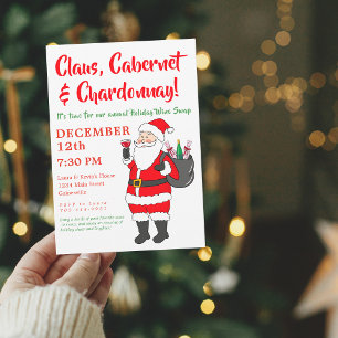 Claus, Cabernet & Chardonnay Helgdag Vin Exchange Julkort