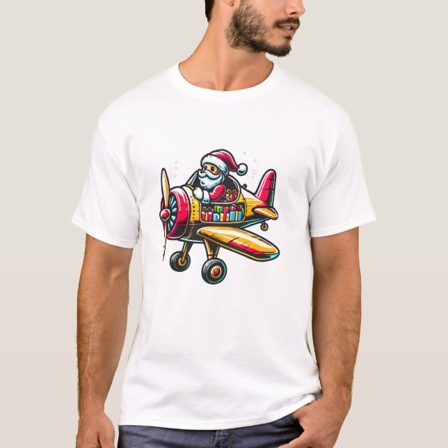 Claus flygande flygplan t shirt (Framsida)