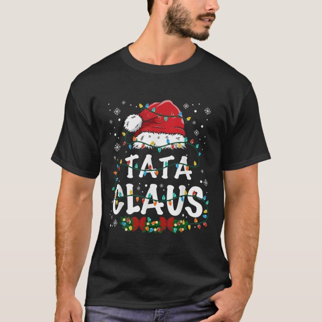 Claus Funny Christmas Lights Pajama Family Matchin T Shirt (Framsida)