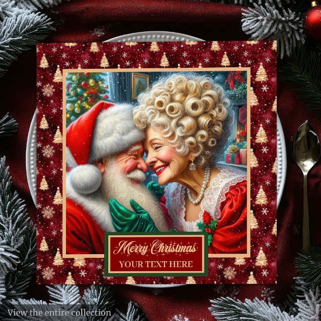 Claus Helgdag Napkins Red Guld Grönt Pappersservett (Mr. & Mrs. Claus Holiday Napkins Red Gold Green)