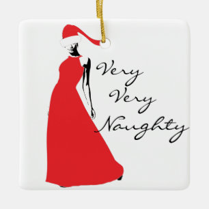 Claus Naughty och Nice Julgransprydnad Keramik