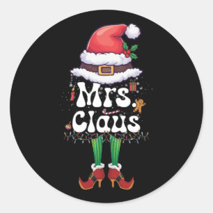 Claus Par Matching jul Pajamas Kort Runt Klistermärke