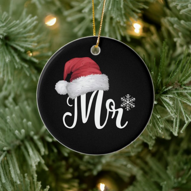 Claus Par Matching jul Pajamas Santa Julgransprydnad Keramik (Träd)