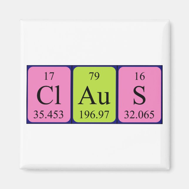 Claus Periodiska bord namn magnet (Framsidan)