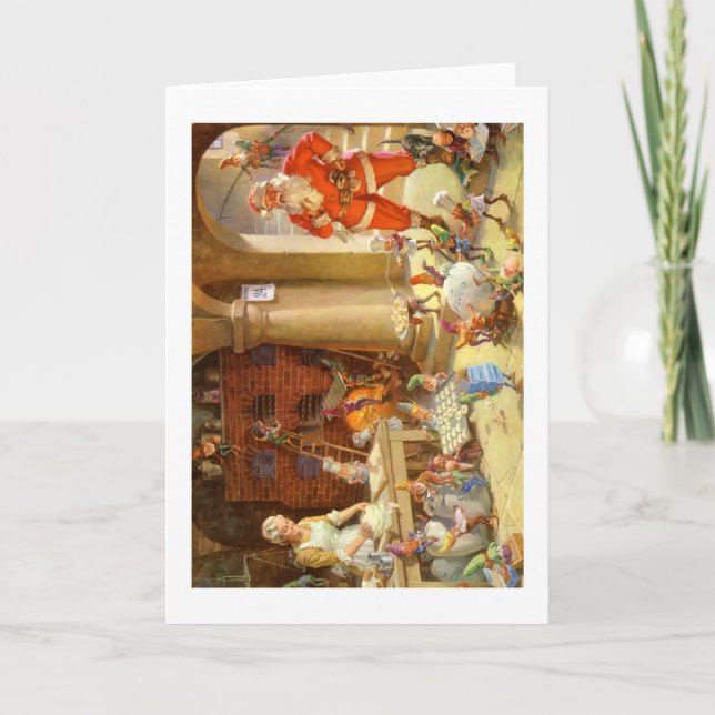 Claus & Santas Elves bakar julkakor Helgkort (Framsida)