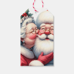 Clause Kissing Santa Cute-julen Presentetikett