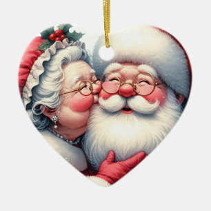 Clause Kissing Santa Personlig jul Julgransprydnad Keramik