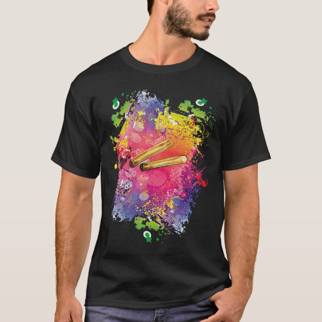 Clave Salsa Instruments I Latino Music Fläkt T Shirt (Framsida)